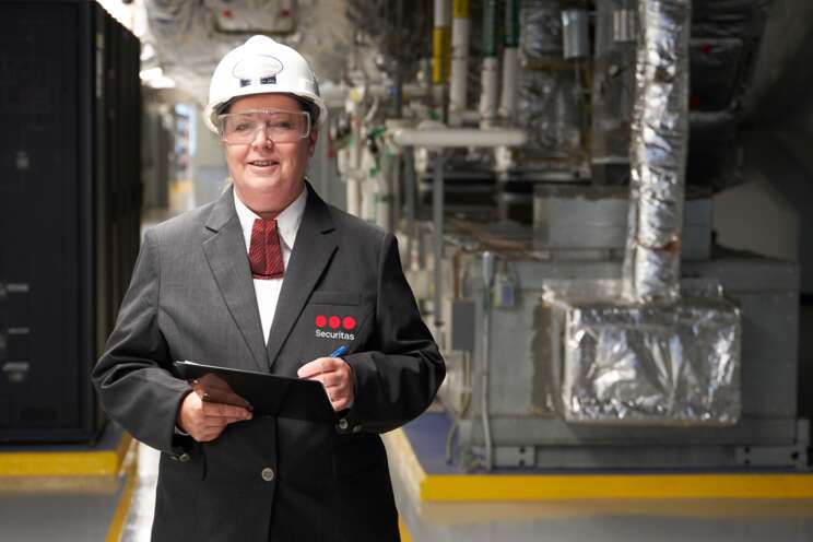 Securitas security officer at a manufacturing facility.